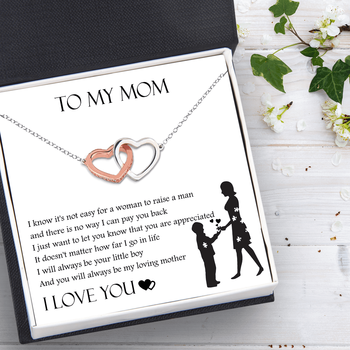Interlocked Heart Necklace - To My Mom - I Know It's Not Easy - Gnp19008
