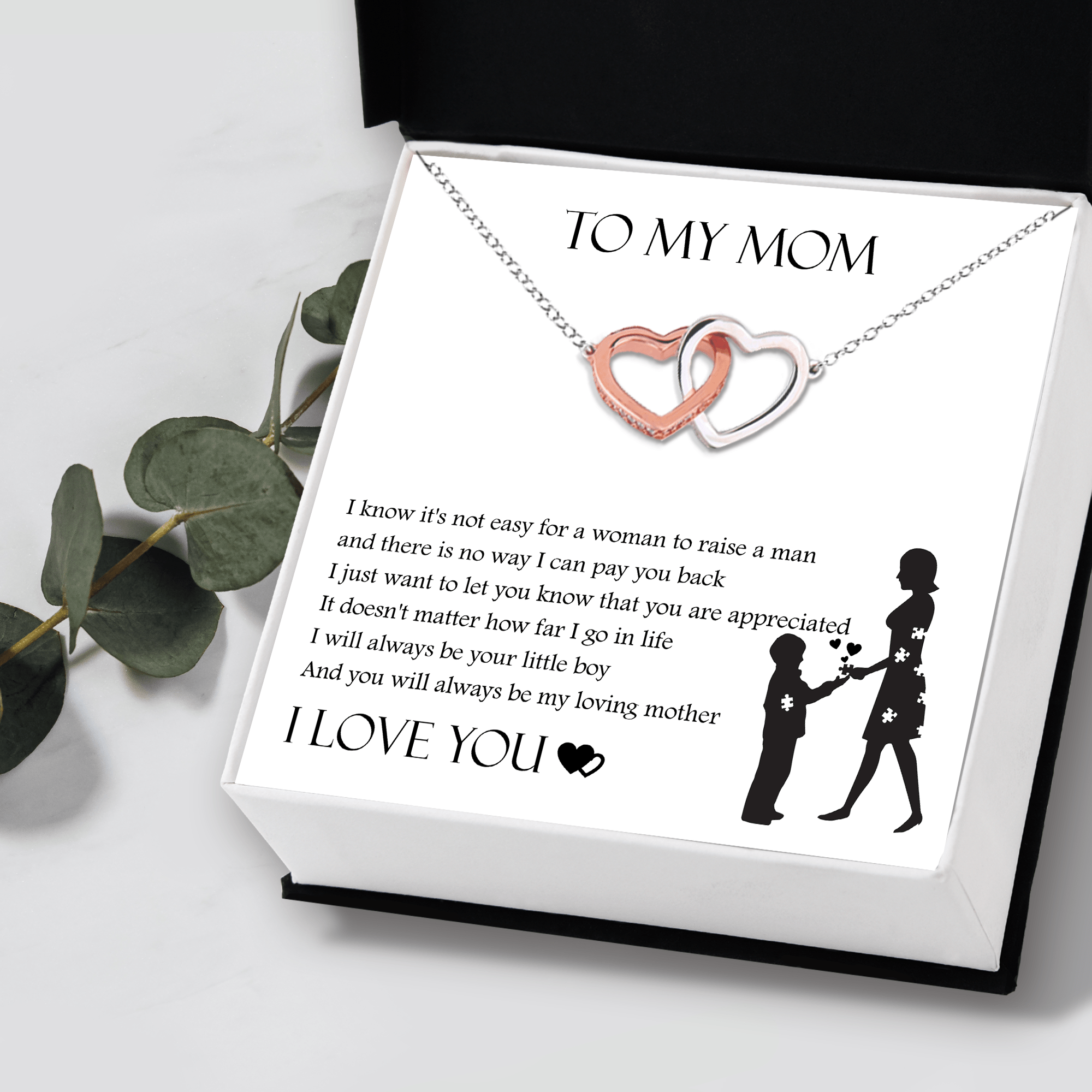 Interlocked Heart Necklace - To My Mom - I Know It's Not Easy - Gnp19008
