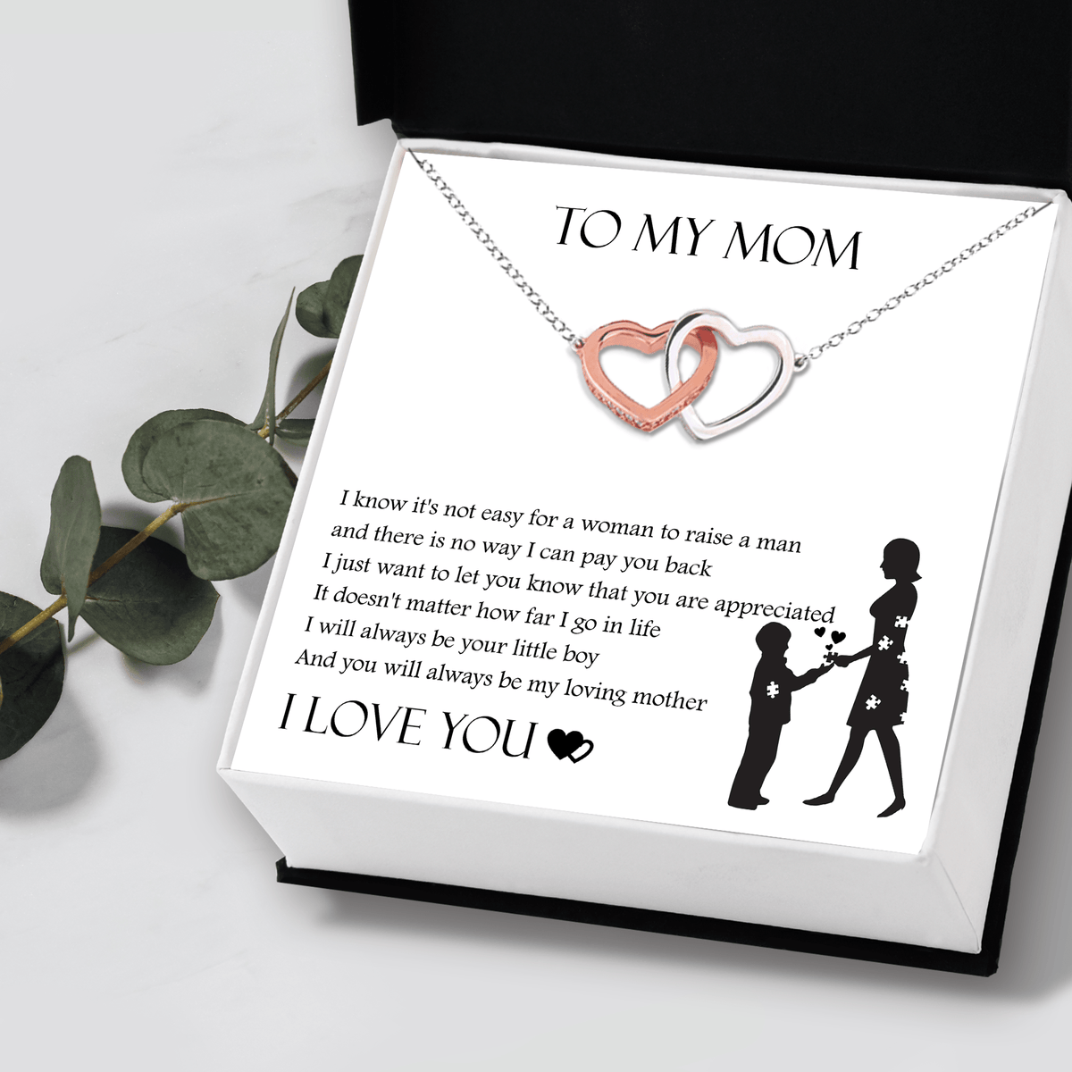 Interlocked Heart Necklace - To My Mom - I Know It's Not Easy - Gnp19008