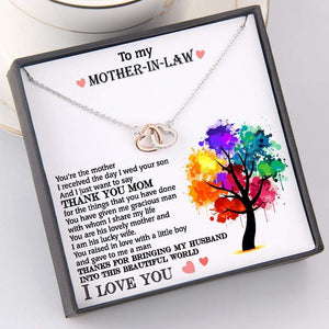 Interlocked Heart Necklace - To My Mother-In-Law - Thanks For Bringing My Husband Into This World - Gnp19004
