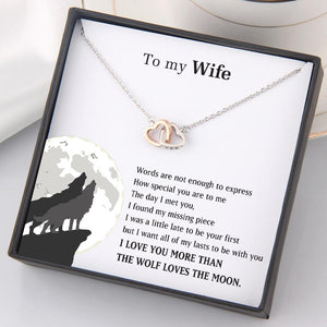 Interlocked Heart Necklace - To My Wife - I Love You More Than The Wolf Loves The Moon - Gnp15037