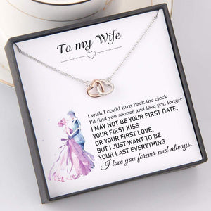 Interlocked Heart Necklace - To My Wife - I Wish I Could Turn Back The Clock - Gnp15006
