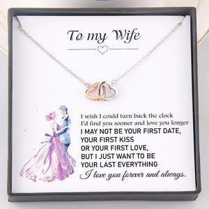 Interlocked Heart Necklace - To My Wife - I Wish I Could Turn Back The Clock - Gnp15006