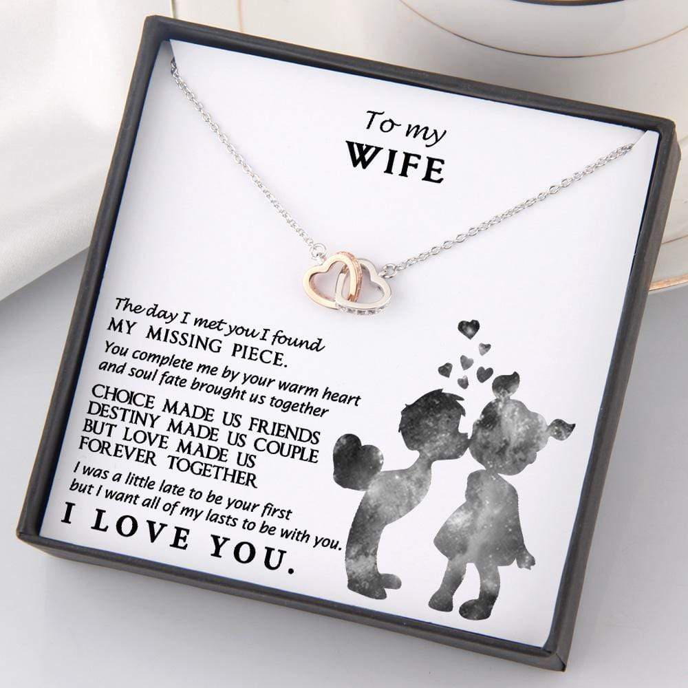 Interlocked Heart Necklace - To My Wife - You Complete Me By Your Warm Heart - Gnp15016