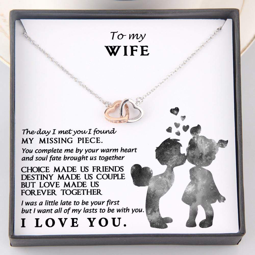 Interlocked Heart Necklace - To My Wife - You Complete Me By Your Warm Heart - Gnp15016