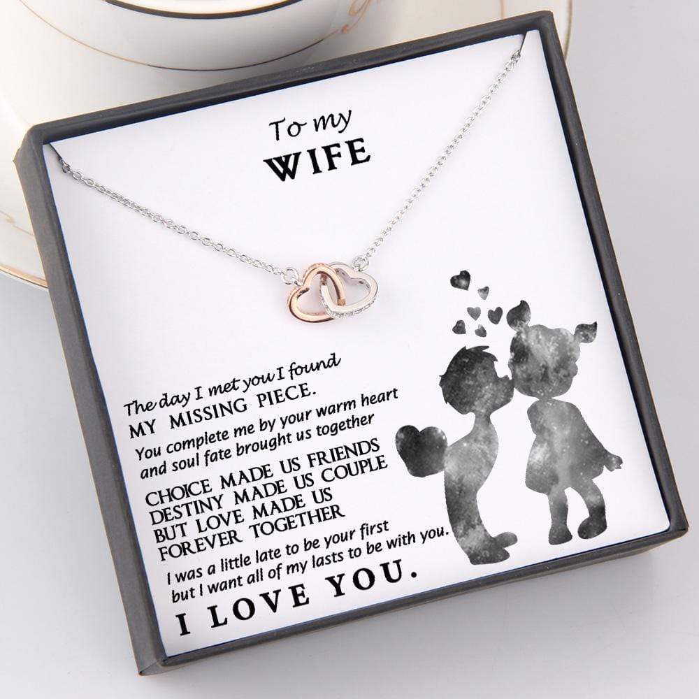 Interlocked Heart Necklace - To My Wife - You Complete Me By Your Warm Heart - Gnp15016