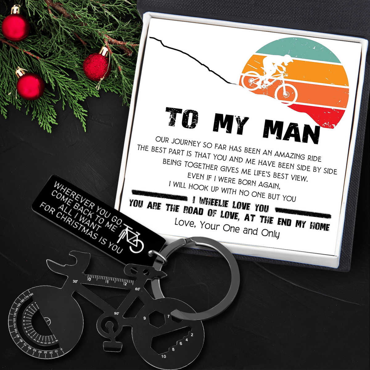 Jet Black Cycling Multi-tool Keychain - Cycling - To My Man - All I Want For Christmas Is You - Gkzo26007