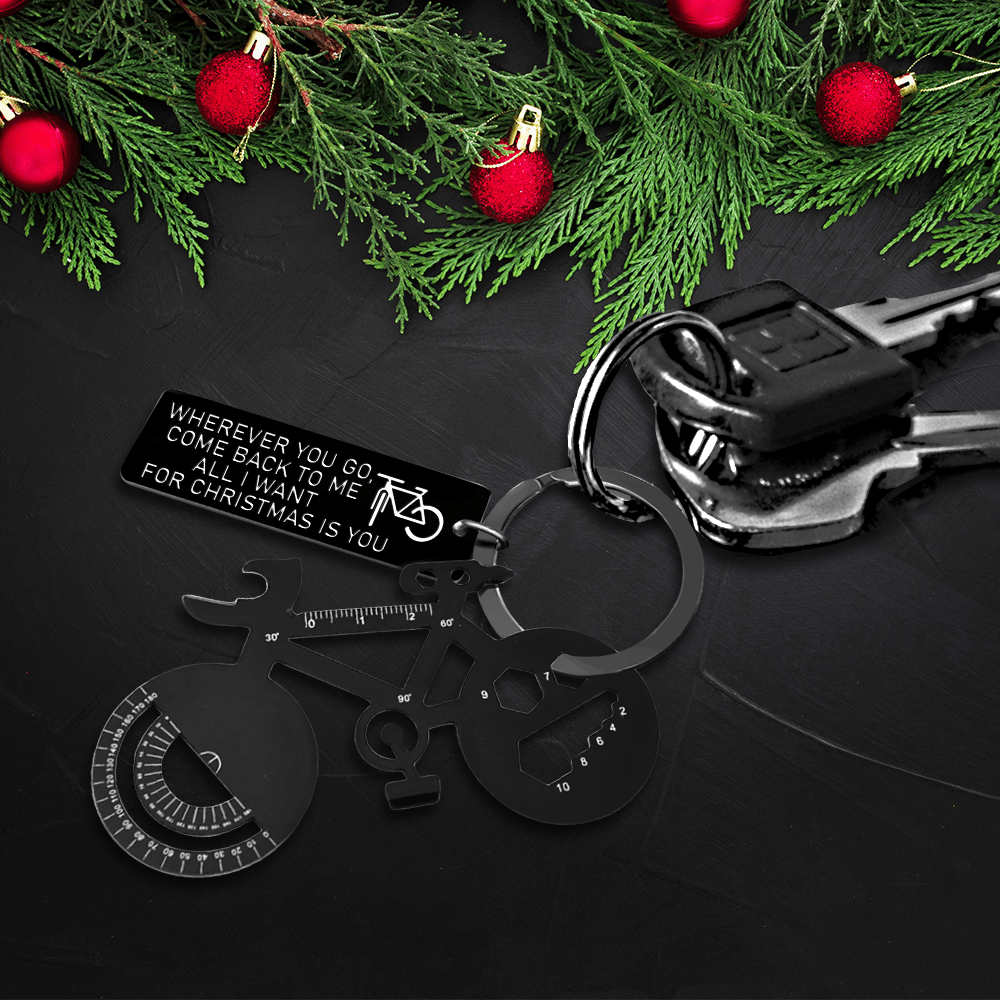 Jet Black Cycling Multi-tool Keychain - Cycling - To My Man - All I Want For Christmas Is You - Gkzo26007