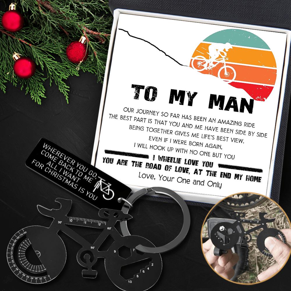 Jet Black Cycling Multi-tool Keychain - Cycling - To My Man - All I Want For Christmas Is You - Gkzo26007