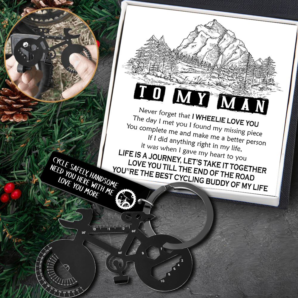 Jet Black Cycling Multi-tool Keychain - Cycling - To My Man - I Found My Missing Piece - Gkzo26009