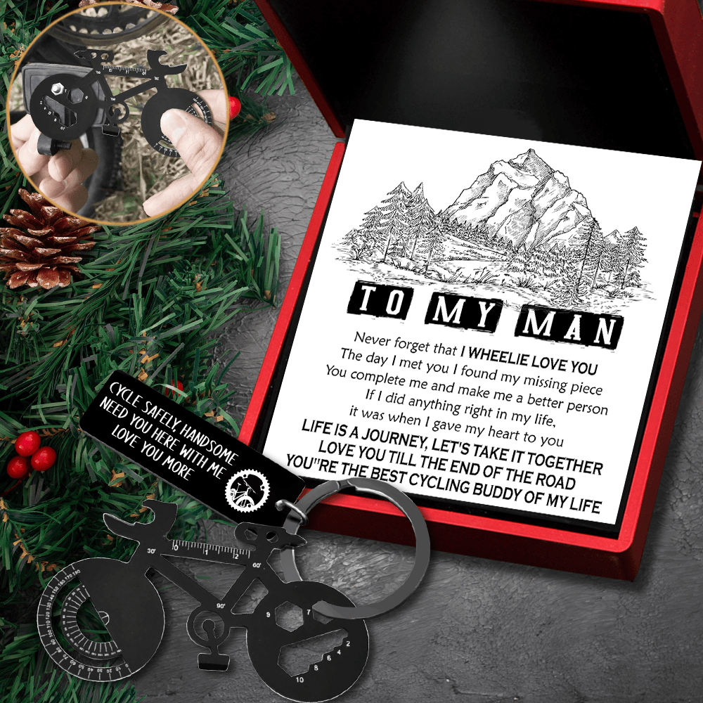 Jet Black Cycling Multi-tool Keychain - Cycling - To My Man - I Found My Missing Piece - Gkzo26009
