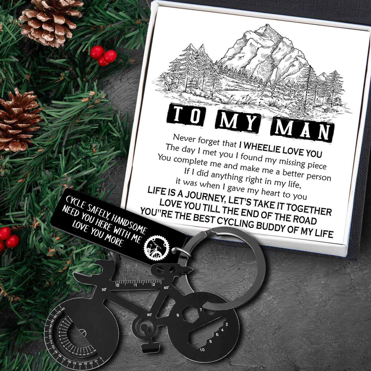 Jet Black Cycling Multi-tool Keychain - Cycling - To My Man - I Found My Missing Piece - Gkzo26009