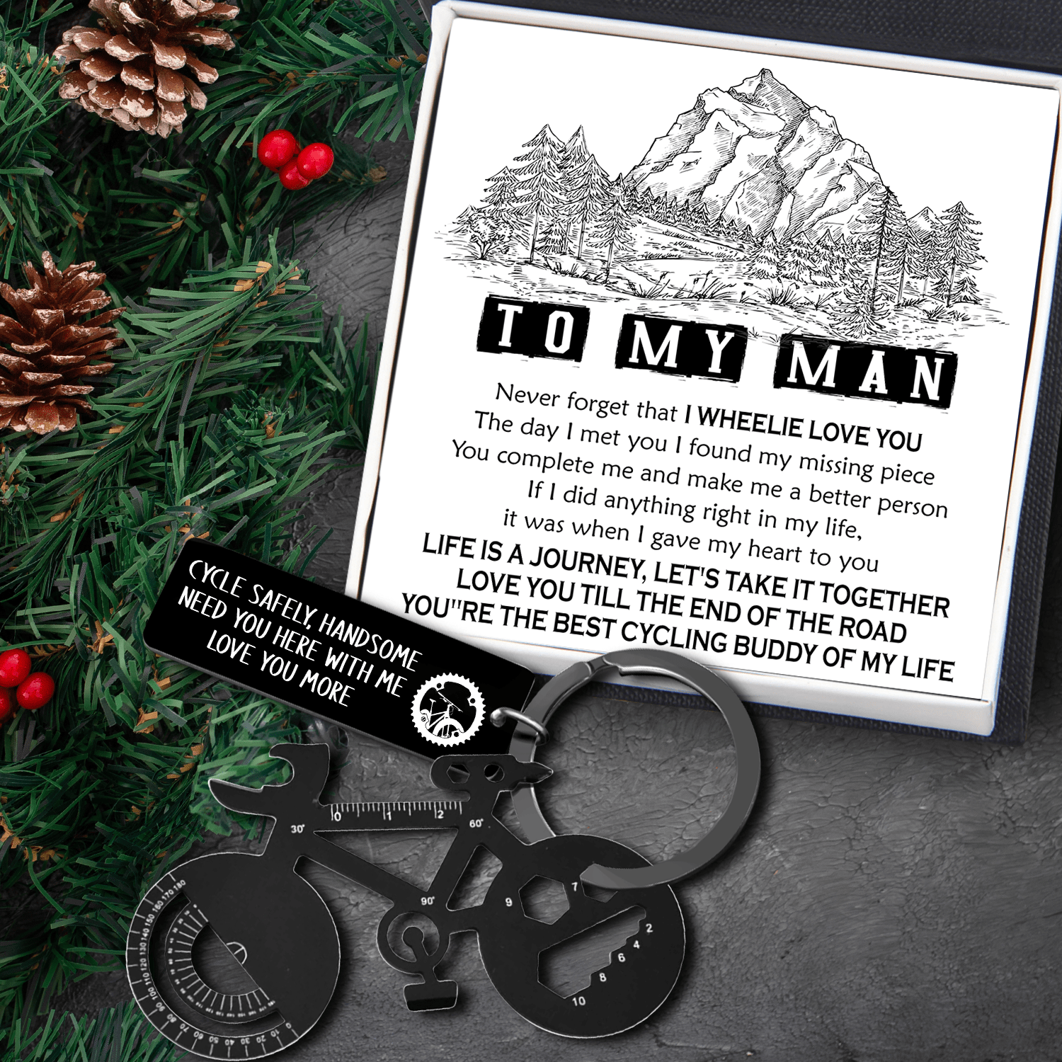 Jet Black Cycling Multi-tool Keychain - Cycling - To My Man - I Found My Missing Piece - Gkzo26009