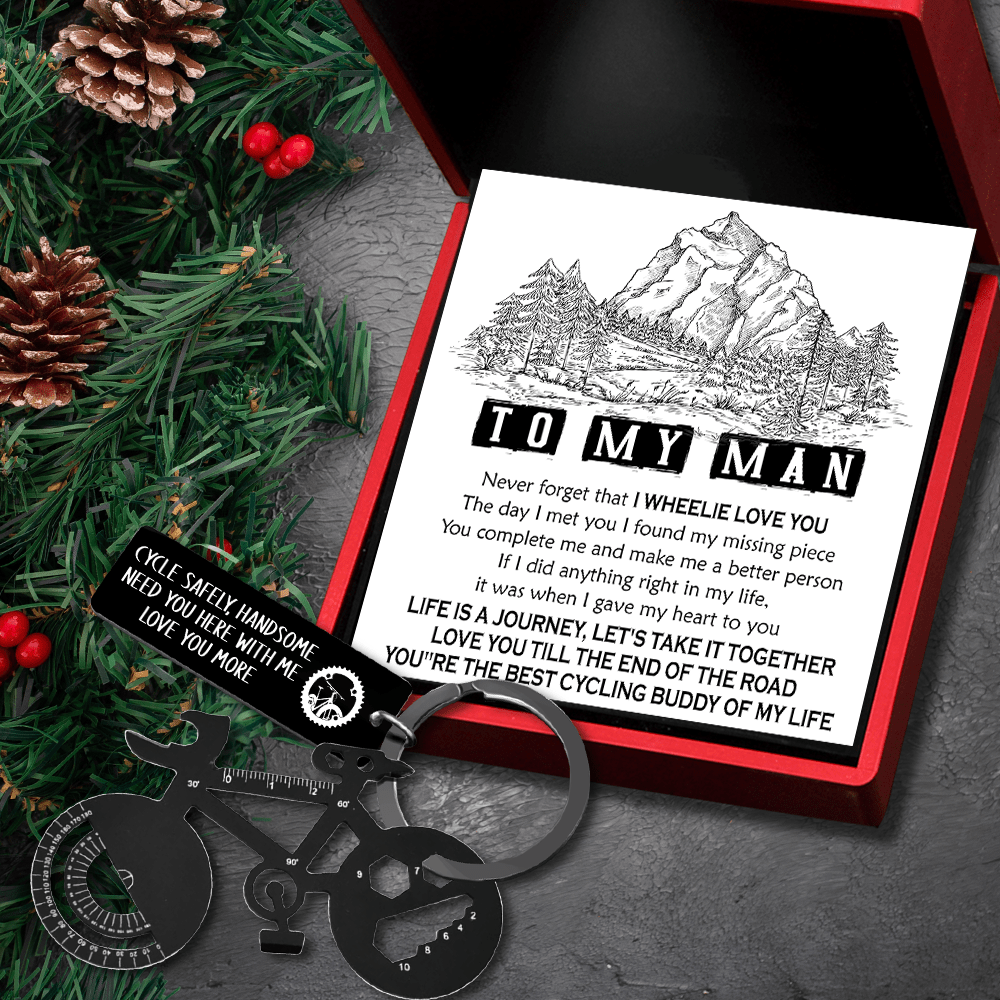 Jet Black Cycling Multi-tool Keychain - Cycling - To My Man - I Found My Missing Piece - Gkzo26009