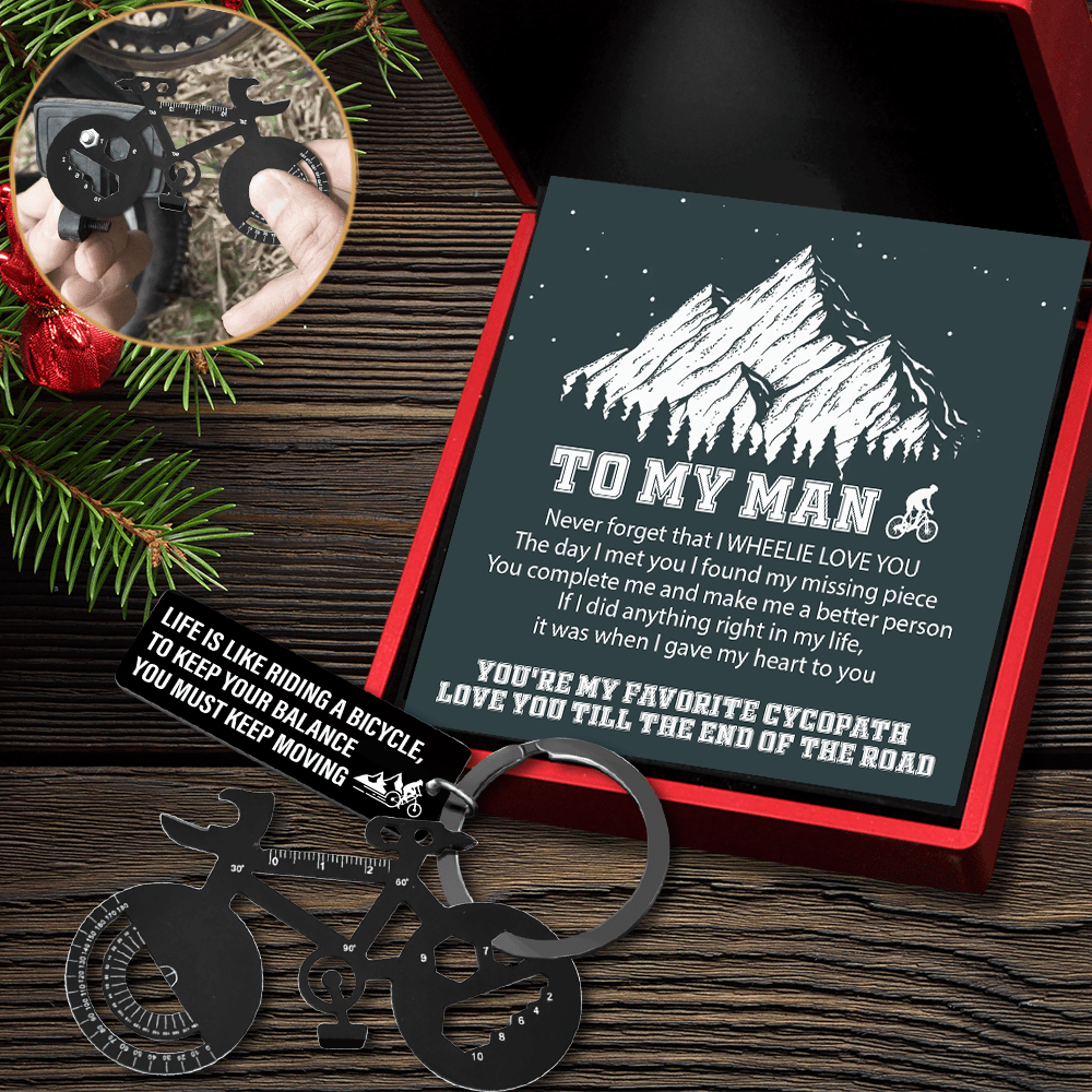 Jet Black Cycling Multi-tool Keychain - Cycling - To My Man - I Gave My Heart To You - Gkzo26012