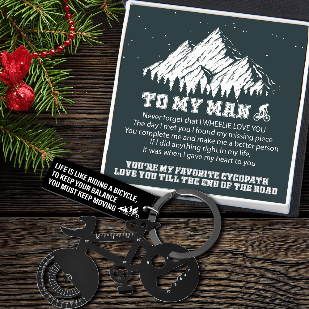 Jet Black Cycling Multi-tool Keychain - Cycling - To My Man - I Gave My Heart To You - Gkzo26012