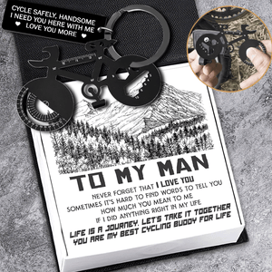 Jet Black Cycling Multi-tool Keychain - Cycling - To My Man - I Need You Here With Me - Gkzo26003
