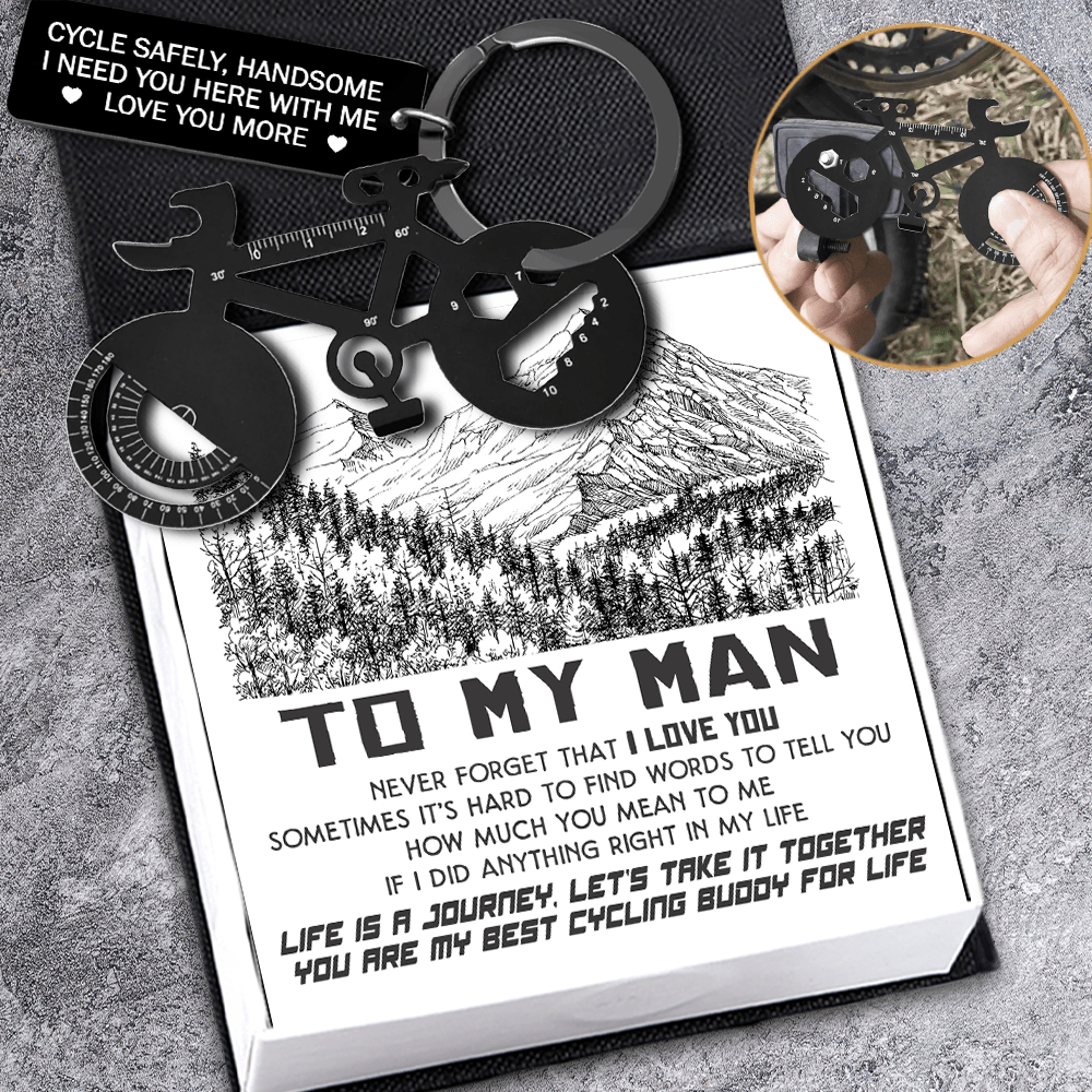 Jet Black Cycling Multi-tool Keychain - Cycling - To My Man - I Need You Here With Me - Gkzo26003