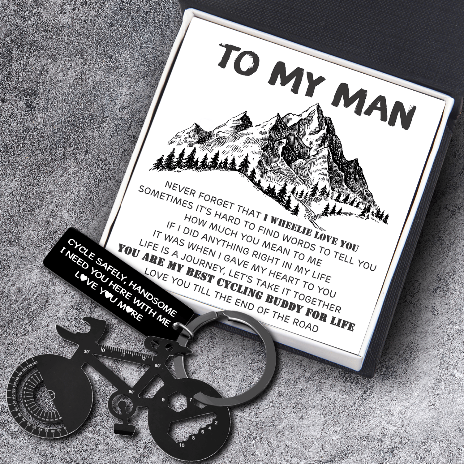 Jet Black Cycling Multi-tool Keychain - Cycling - To My Man - Life Is A Journey - Gkzo26002