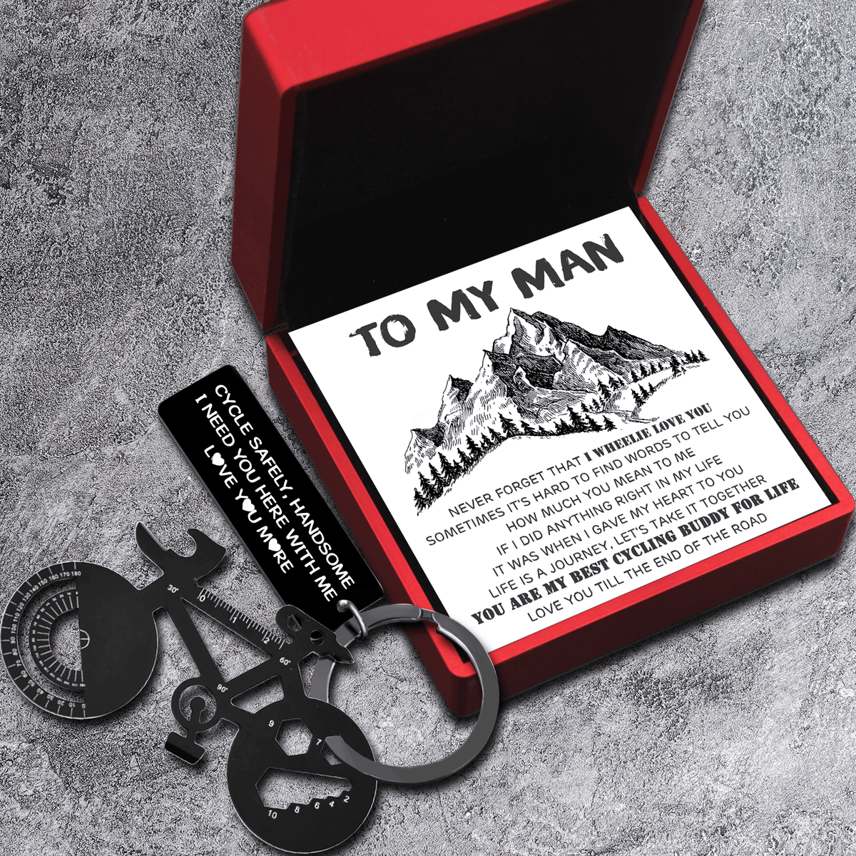 Jet Black Cycling Multi-tool Keychain - Cycling - To My Man - Life Is A Journey - Gkzo26002