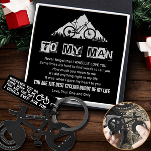 Jet Black Cycling Multi-tool Keychain - Cycling - To My Man - Never Forget That I Wheelie Love You - Gkzo26008