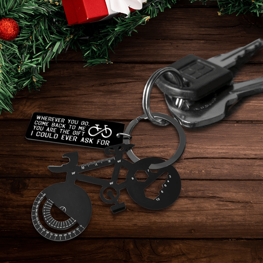 Jet Black Cycling Multi-tool Keychain - Cycling - To My Man - Never Forget That I Wheelie Love You - Gkzo26008