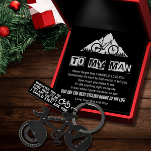 Jet Black Cycling Multi-tool Keychain - Cycling - To My Man - Never Forget That I Wheelie Love You - Gkzo26008