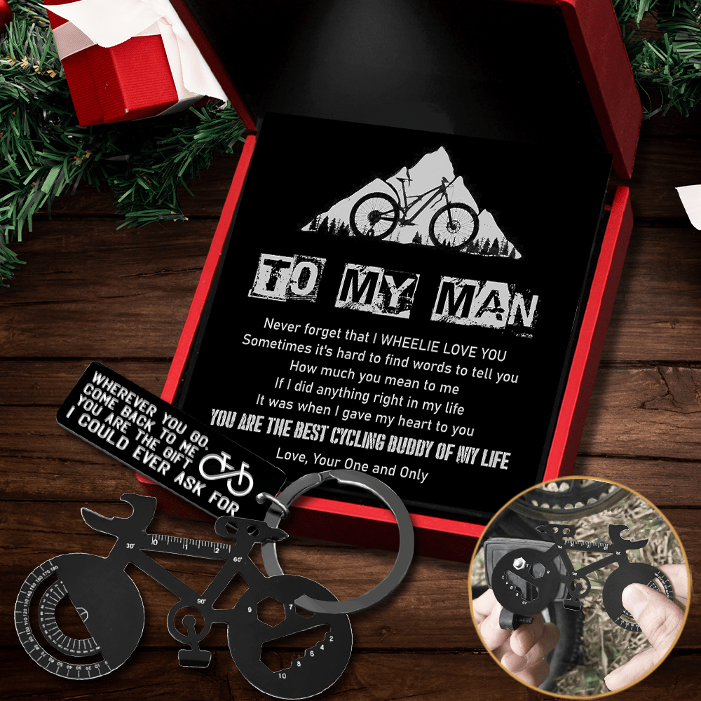 Jet Black Cycling Multi-tool Keychain - Cycling - To My Man - Never Forget That I Wheelie Love You - Gkzo26008