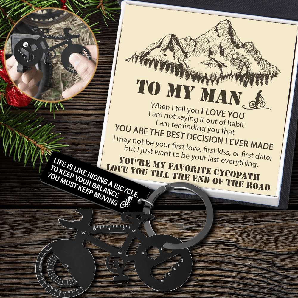 Jet Black Cycling Multi-tool Keychain - Cycling - To My Man - You Are My Favorite Cycopath - Gkzo26011