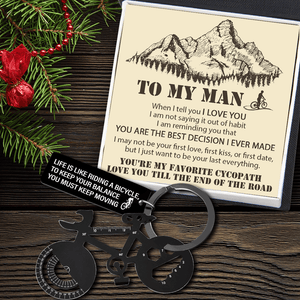 Jet Black Cycling Multi-tool Keychain - Cycling - To My Man - You Are My Favorite Cycopath - Gkzo26011