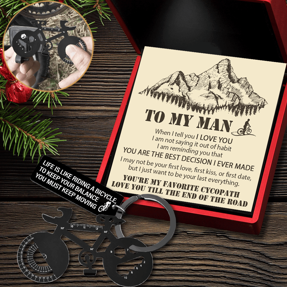 Jet Black Cycling Multi-tool Keychain - Cycling - To My Man - You Are My Favorite Cycopath - Gkzo26011