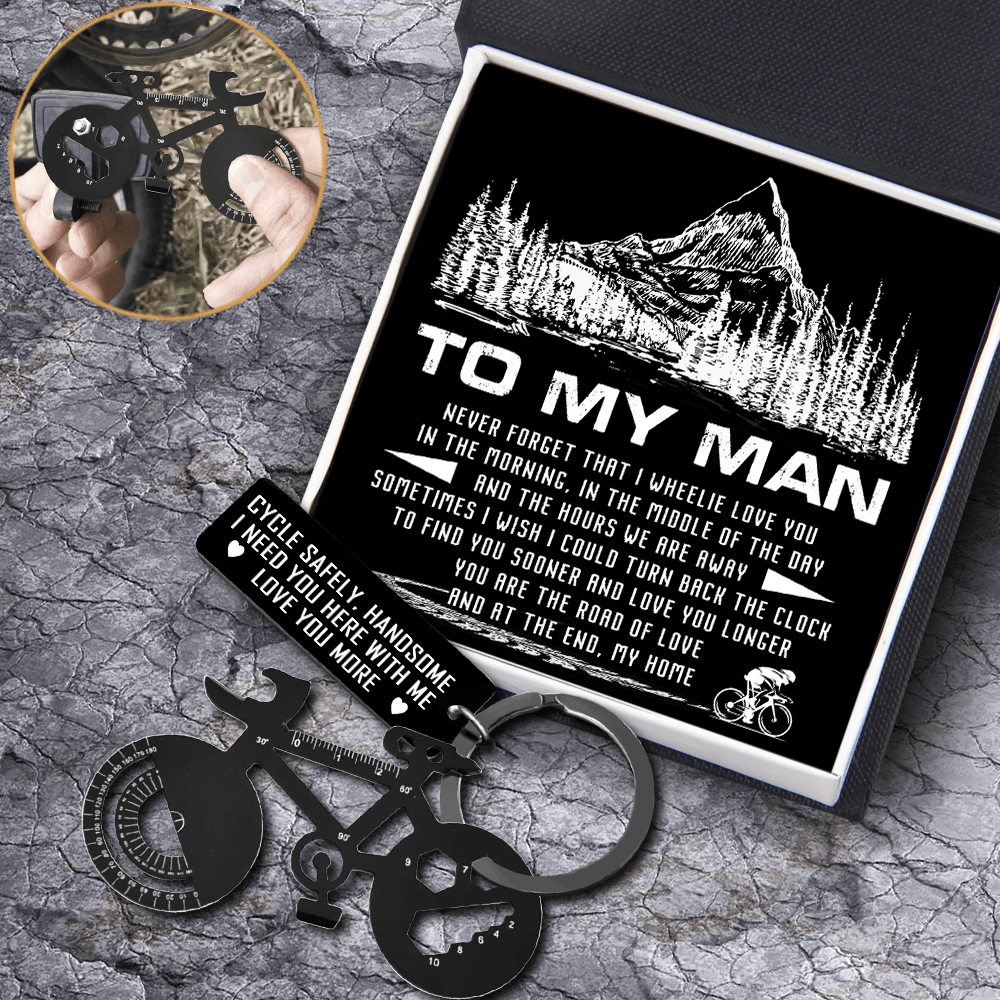 Jet Black Cycling Multi-tool Keychain - Cycling - To My Man - You Are The Road Of Love - Gkzo26004