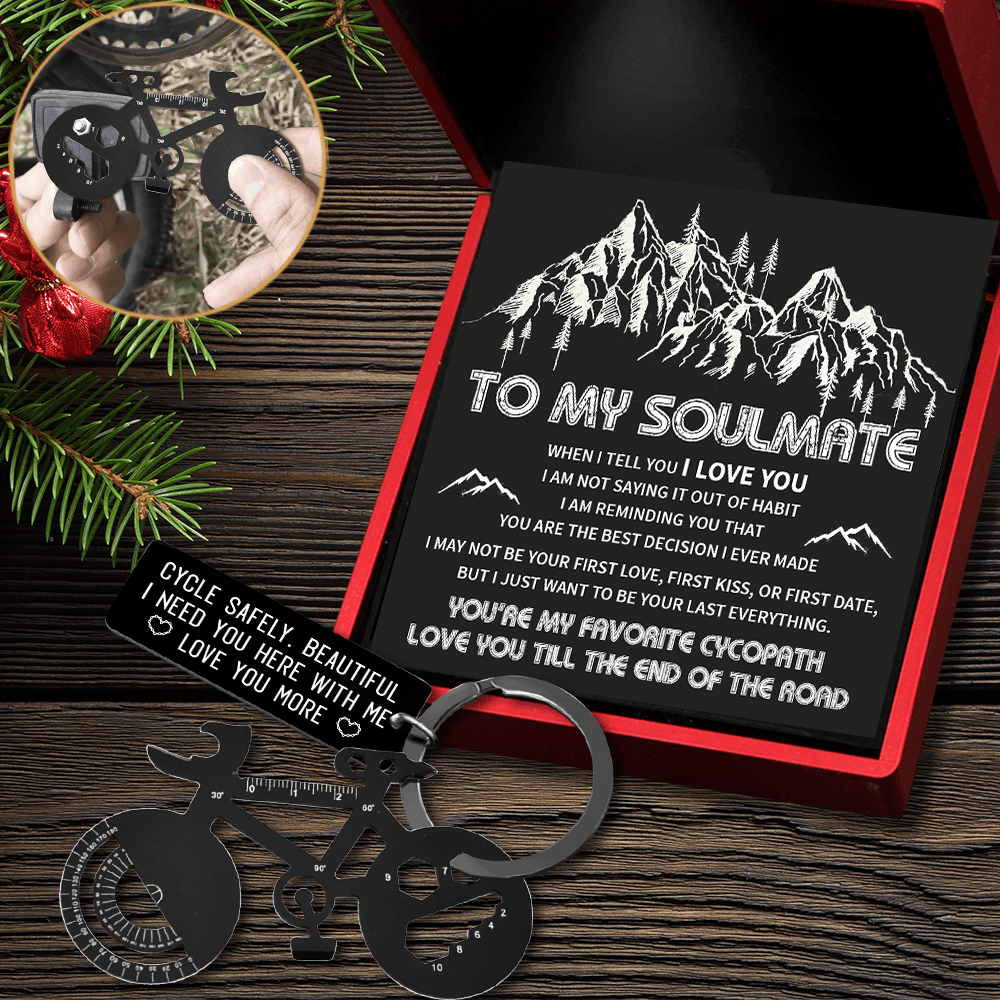 Jet Black Cycling Multi-tool Keychain - Cycling - To My Soulmate - You Are My Favorite Cycopath - Gkzo13002
