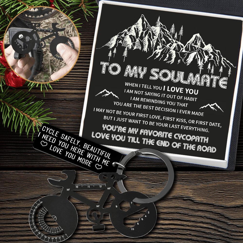 Jet Black Cycling Multi-tool Keychain - Cycling - To My Soulmate - You Are My Favorite Cycopath - Gkzo13002