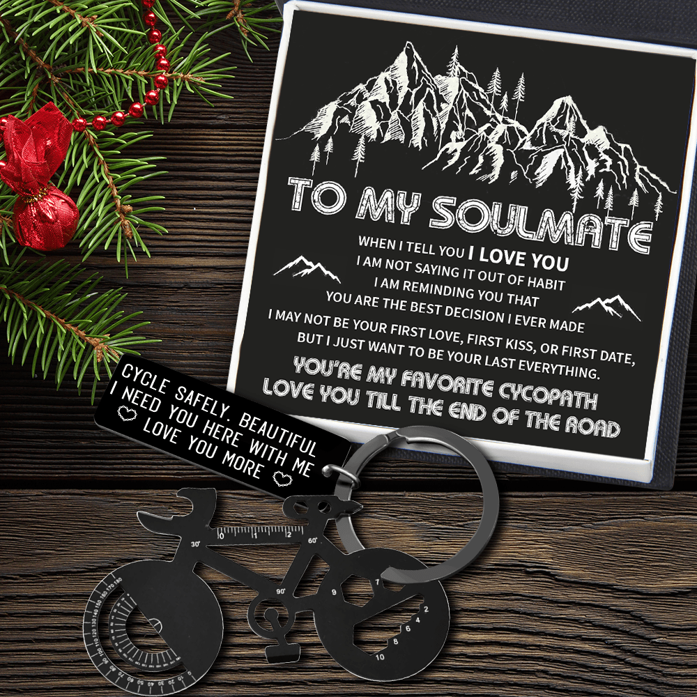 Jet Black Cycling Multi-tool Keychain - Cycling - To My Soulmate - You Are My Favorite Cycopath - Gkzo13002