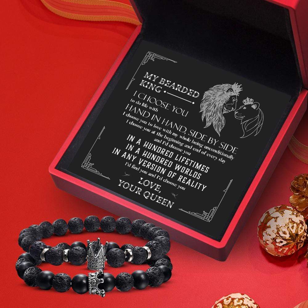 King & Queen Couple Bracelets - Beard - To My Beard King - I Choose You At The Beginning And End Of Every Day - Gbae26010