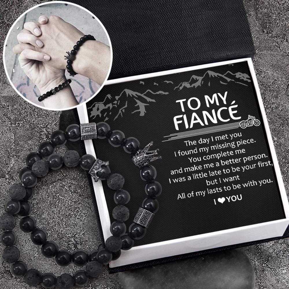 King & Queen Couple Bracelets - Biker - To My Fiance - I Love You - Gbae24002