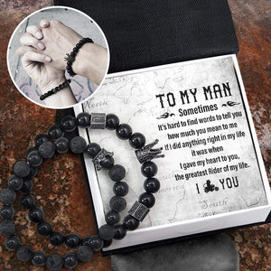 King & Queen Couple Bracelets - Biker - To My Man - I Gave My Heart To You - Gbae26007