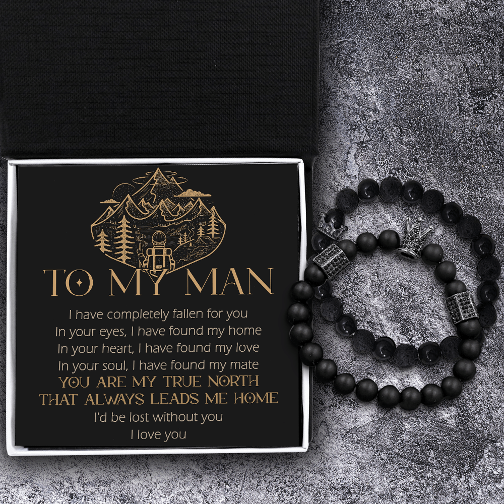 King & Queen Couple Bracelets - Hiking - To My Man - You Are My True North That Always Leads Me Home - Gbae26012