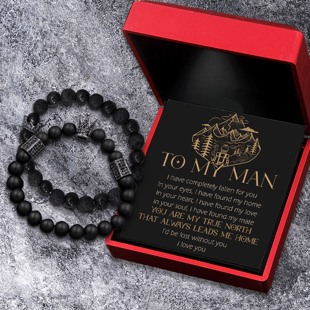 King & Queen Couple Bracelets - Hiking - To My Man - You Are My True North That Always Leads Me Home - Gbae26012