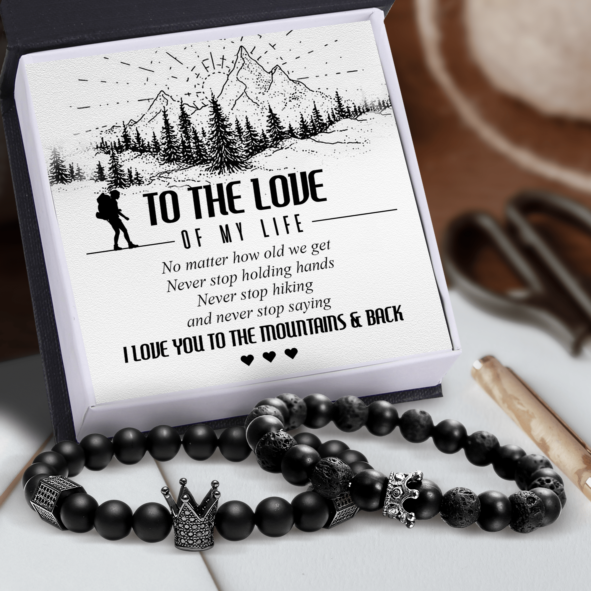 King & Queen Couple Bracelets - Hiking - To The Love Of My Life - I Love You To The Mountains & Back - Gbae13010