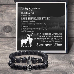 King & Queen Couple Bracelets - Hunting - To My Queen - I'd Choose You In A Hundred Lifetimes - Gbae13002