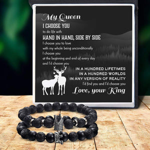 King & Queen Couple Bracelets - Hunting - To My Queen - I'd Choose You In A Hundred Lifetimes - Gbae13002