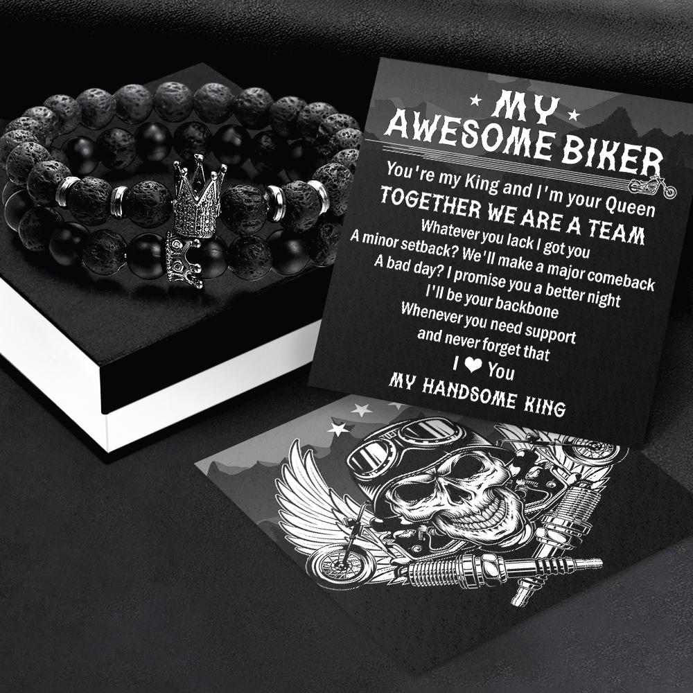 King & Queen Couple Bracelets - My Awesome Biker - Together We Are A Team - Gbae26002