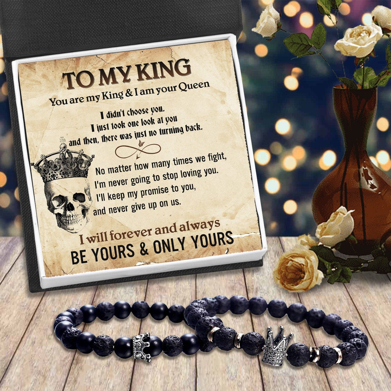 King & Queen Couple Bracelets - Skull - To My Man - Be Yours & Only Yours - Gbae26006