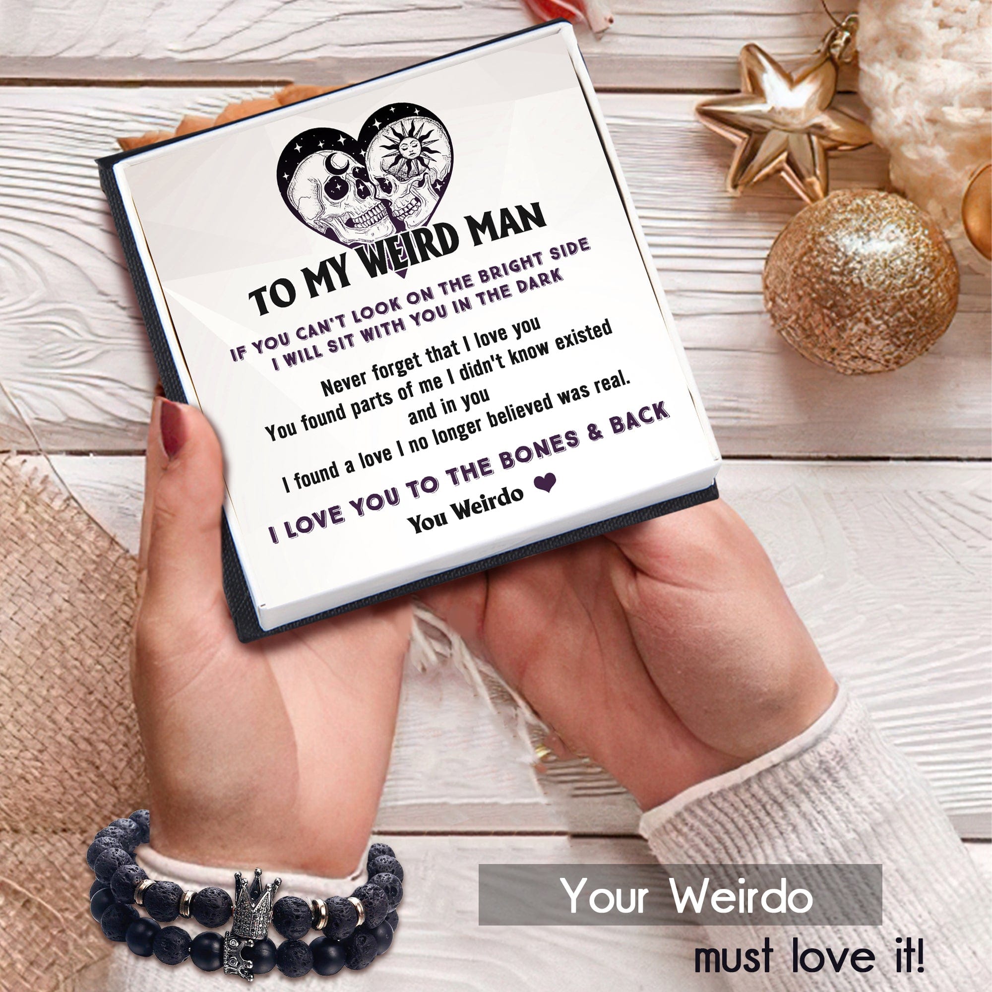 King & Queen Couple Bracelets - Skull - To My Man - I Love You To The Bones & Back - Gbae26018