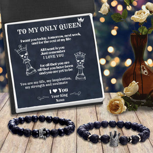 King & Queen Couple Bracelets - Skull - To My Only Queen - I Love You - Gbae13013