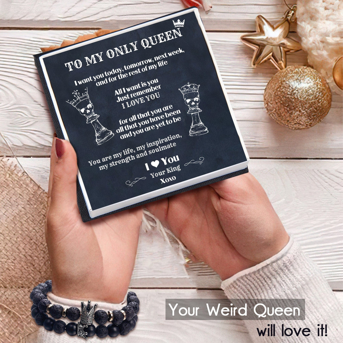 King & Queen Couple Bracelets - Skull - To My Only Queen - I Love You - Gbae13013