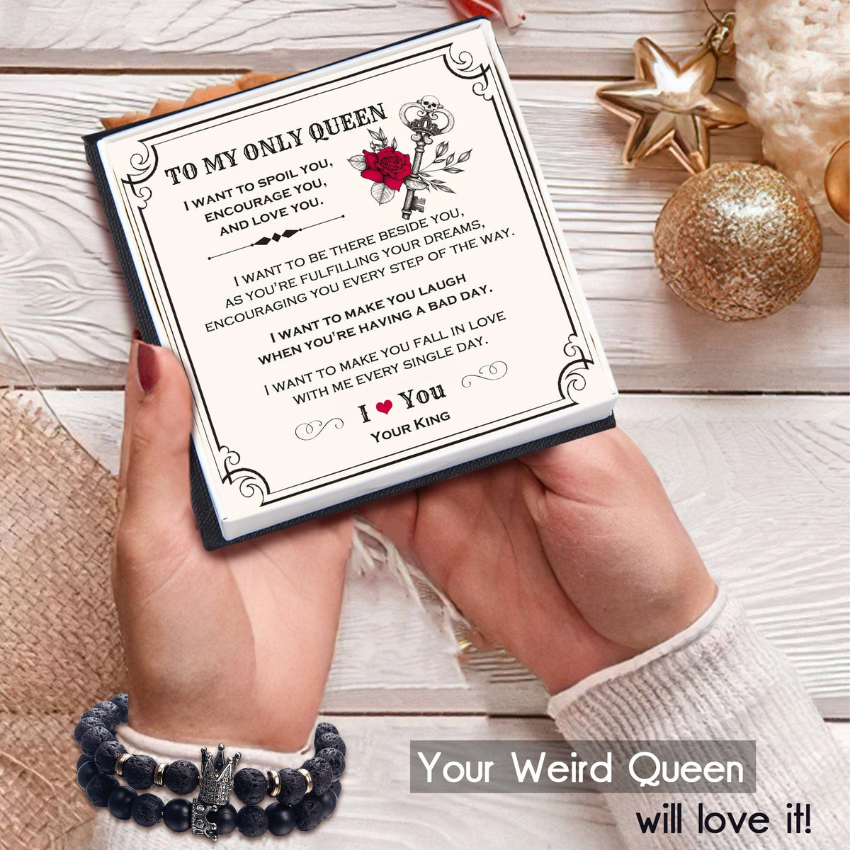 King & Queen Couple Bracelets - Skull - To My Only Queen - I Want To Make You Fall In Love With Me Every Single Day - Gbae13011