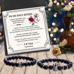 King & Queen Couple Bracelets - Skull - To My Only Queen - I Want To Make You Fall In Love With Me Every Single Day - Gbae13011